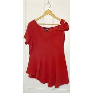 Ashley Stewart : size 22/24 : red short sleeve cutout shoulder peplum blouse top